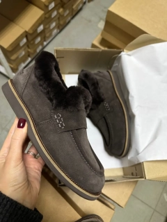 Лофери жіночі замшеві шоколадного кольору зимові