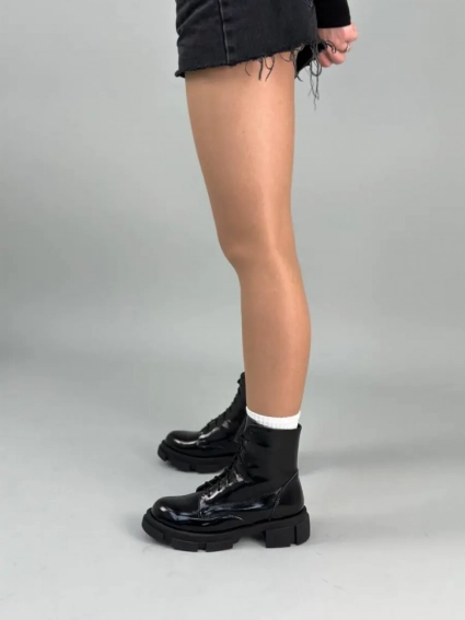 Черевики жіночі шкіра наплак чорні на шнурках і з замком фото 10 — інтернет-магазин Tapok