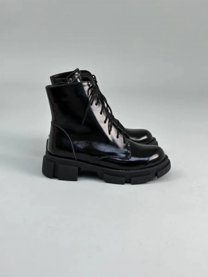 Ботинки женские кожа наплак черные на шнурках и с замком фото 15 — интернет-магазин Tapok