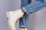Ботинки женские кожаные бежевые на шнурках и с замком на байке Фото 3