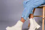 Ботинки женские кожаные молочного цвета на шнурках и с замком Фото 4
