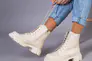 Ботинки женские кожаные молочного цвета на шнурках и с замком Фото 5