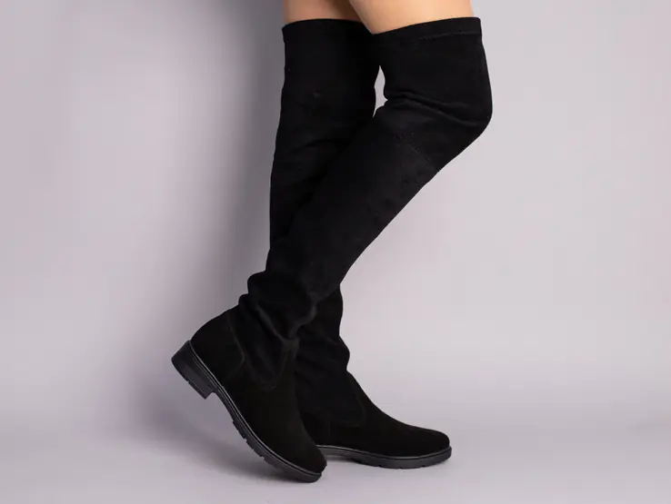 Демісезонні чорні замшеві чоботи-панчохи фото 9 — інтернет-магазин Tapok
