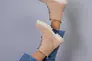 Ботинки женские замшевые бежевые на шнурках на байке Фото 10