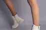 Ботинки женские кожаные молочного цвета на шнурках и с замком демисезонные Фото 4