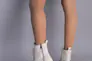 Ботинки женские кожаные молочного цвета на шнурках и с замком демисезонные Фото 5