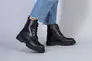 Ботинки женские кожаные черные на шнурках и с замком на байке Фото 1
