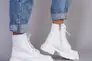 Ботинки женские кожаные белого цвета на шнурках и с замком Фото 4