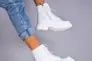 Ботинки женские кожаные белого цвета на шнурках и с замком Фото 9