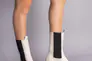 Ботинки женские кожаные бежевого цвета на резинке демисезонные Фото 2