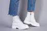 Ботинки женские кожаные белые на шнурках и с замком на байке Фото 1