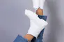Ботинки женские кожаные белые на шнурках и с замком на байке Фото 6