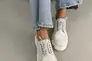 Туфлі жіночі шкіряні білі на шнурках без каблука Фото 5
