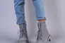 Ботинки женские замшевые серого цвета на шнурках и с замком Фото 1