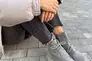 Черевики жіночі замшеві сірого кольору на шнурках і з замком Фото 17