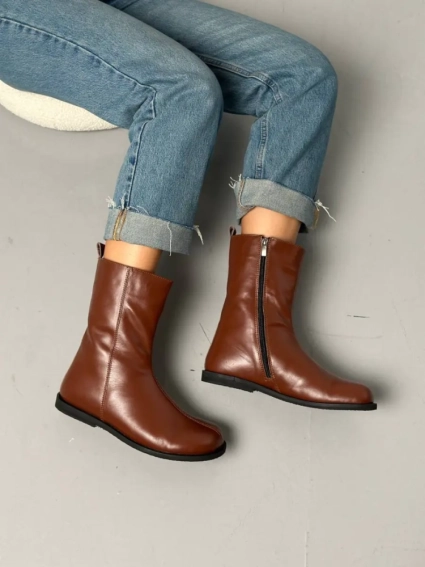 Черевики жіночі шкіряні руді зимові фото 2 — інтернет-магазин Tapok