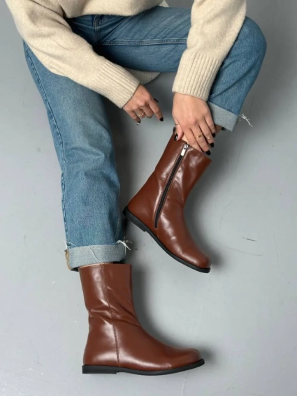 Черевики жіночі шкіряні руді зимові фото 3 — інтернет-магазин Tapok