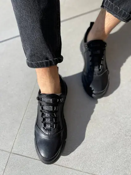 Кросівки чоловічі шкіряні чорні на чорній підошві фото 7 — інтернет-магазин Tapok