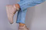 Ботинки женские кожаные бежевые на шнурках демисезонные Фото 3