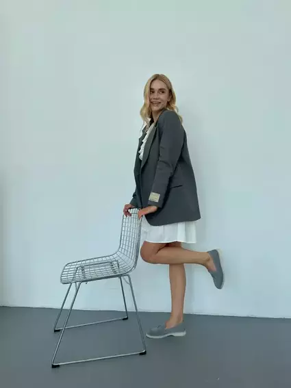 Туфлі жіночі замшеві сірого кольору на низькому ходу фото 20 — інтернет-магазин Tapok