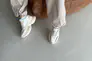 Кросівки жіночі шкіряні бежеві з білим Фото 3