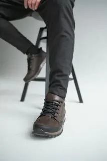 Мужские кроссовки кожаные весна/осень коричневые-черные Emirro 95