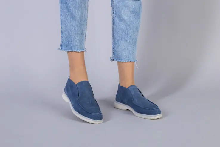 Лоферы женские замшевые цвета джинс фото 9 — интернет-магазин Tapok