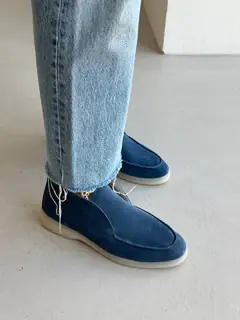 Лоферы женские замшевые цвета джинс