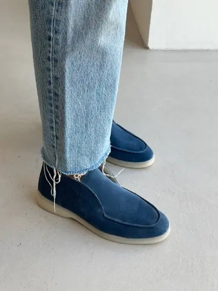 Лоферы женские замшевые цвета джинс фото 1 — интернет-магазин Tapok