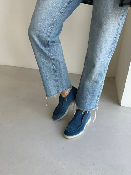 Лофери жіночі замшеві кольору джинс фото 2 — інтернет-магазин Tapok