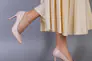 Човники жіночі шкіряні колір пудра каблук 9 см Фото 1