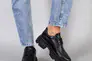 Туфли женские кожаные черного цвета на шнурках Фото 4