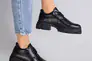Туфли женские кожаные черного цвета на шнурках Фото 8