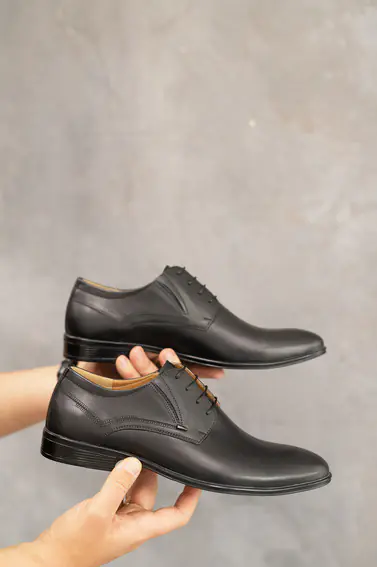 Мужские туфли кожаные весна/осень черные Stas 650-09-04 фото 3 — интернет-магазин Tapok