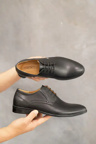 Мужские туфли кожаные весна/осень черные Stas 650-09-04 фото 4 — интернет-магазин Tapok