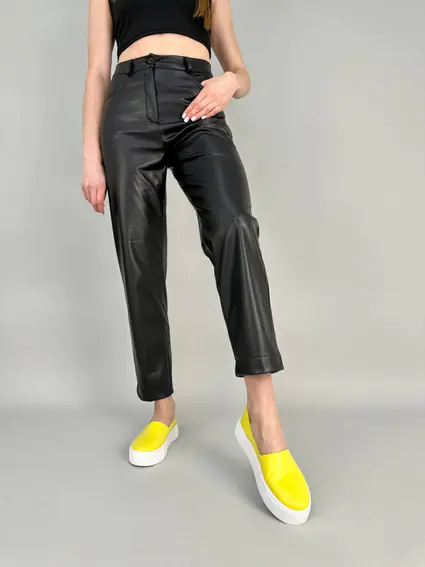 Слипоны женские кожаные лимонного цвета фото 6 — интернет-магазин Tapok