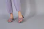 Шлепанцы женские кожаные лилового цвета на каблуке Фото 2