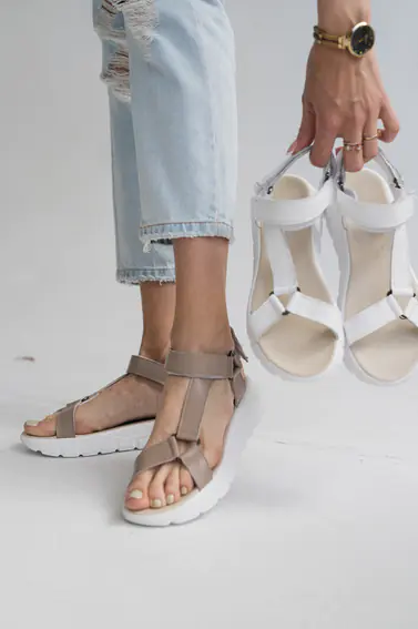 Жіночі босоніжки шкіряні літні бежеві Multi-shoes STREET фото 3 — інтернет-магазин Tapok