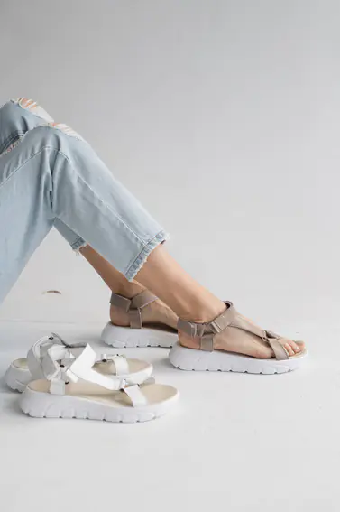 Жіночі босоніжки шкіряні літні бежеві Multi-shoes STREET фото 4 — інтернет-магазин Tapok