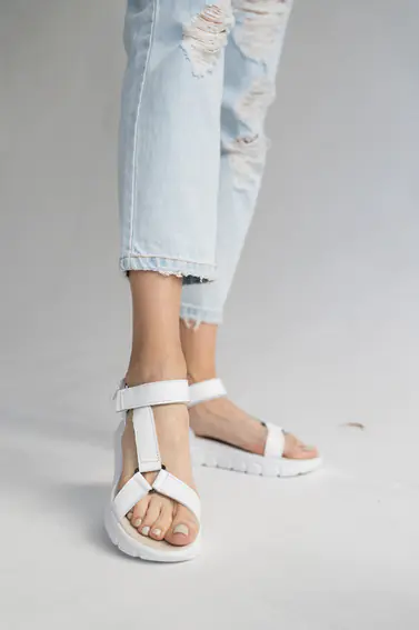 Женские босоножки кожаные летние белые Multi-shoes STREET фото 4 — интернет-магазин Tapok