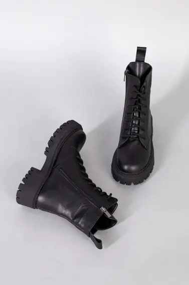 Ботинки женские кожаные черные на байке фото 7 — интернет-магазин Tapok
