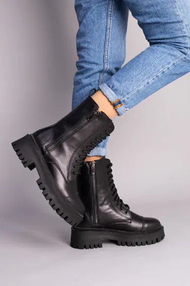 Ботинки женские кожаные черные демисезонные фото 2 — интернет-магазин Tapok