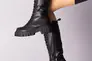 Чоботи жіночі шкіряні чорного кольору зі шнурівкою демісезонні Фото 6
