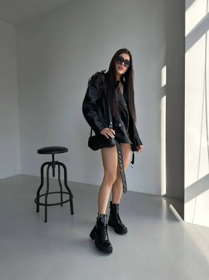 Ботинки женские кожа наплак черного цвета на байке фото 8 — интернет-магазин Tapok