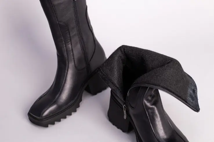 Полусапожки женские кожаные черные на небольшом каблуке фото 10 — интернет-магазин Tapok