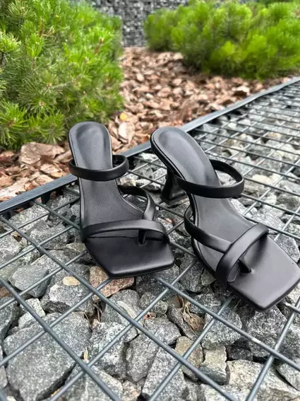 Шлепанцы женские кожаные черного цвета на каблуке фото 22 — интернет-магазин Tapok