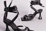 Босоножки женские кожаные черные на завязках Фото 2