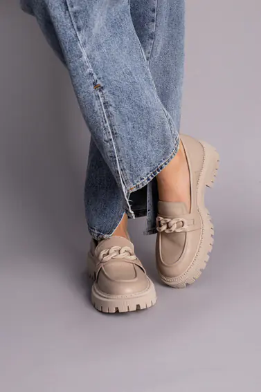 Туфли женские кожаные бежевого цвета фото 2 — интернет-магазин Tapok