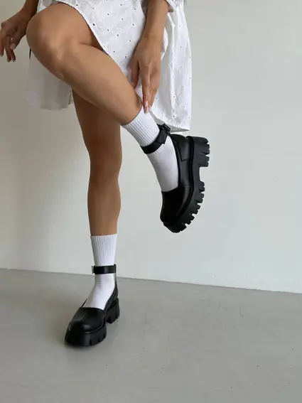 Туфлі жіночі шкіряні чорні на масивній підошві фото 5 — інтернет-магазин Tapok