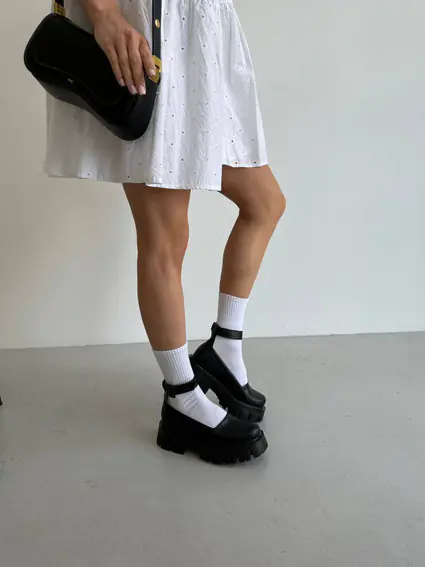 Туфли женские кожаные черные на массивной подошве фото 6 — интернет-магазин Tapok